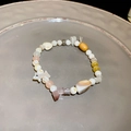 Beaded bracelet with jade flower and mother of pearl fish charm in Morandi tones - Colorful Small Fish (51 Bracelet-Colorful Dog)