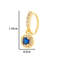 Golden flower nose ring featuring a blue zirconia pendant and detailed size dimensions - Style 5-Blue Stone Round (HSPJ0164) / Gold
