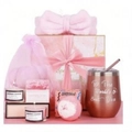 Pink tulip marble gift box with rose gold straw cup, scented candles and fluffy headband - New Gift Set 4