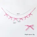 Pink velvet bow garland 180cm length for Christmas tree and festive party decoration - Pink