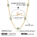 Detaildiagramm einer 18K vergoldeten Edelstahlkette mit blauem Türkis und Zirkonia - Turkis Stil Strass Kettenhalskette (JDN0311112)