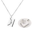 Silver envelope necklace with 'Love You' engraved card and cubic zirconia pendant - Steel Color Rhinestone Envelope Necklace (With Inner Card)