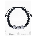 Detail of beaded bracelet with three white howlite stones on a branded message card - White Howlite Bracelet