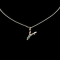 Sparkling silver letter K pendant necklace with colorful gemstones on black background - Letter Y / Silver