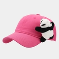 Détail de la casquette rose pour enfants avec une jolie peluche de panda 3D attachée - Enfants (52-54CM) / Rose rouge