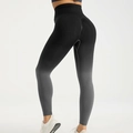 Pantalon de yoga sans couture taille haute avec dégradé noir-gris et effet push-up fessier - Dégradé Noir Gris