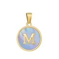 Pendentif en acier inoxydable plaqué or 18k avec nacre et la lettre M - M-Coquille Bleue