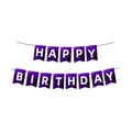 Starry galaxy themed Happy Birthday banner for kids party decorations on white background - Purple Starry Sky Banner