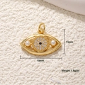 Golden Evil Eye pendant with blue zircon and white pearls, sized 13mm by 19mm - Pearl Eye 05