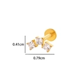 Clou d'oreille en titane doré F136 orné de trois zircons carrés en arc de cercle - 2# Or (Arc à trois pierres)