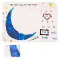 Baby-Meilenstein-Decke mit Mond und Sternen Design für monatliche Fotofotos - Blauer Mond mit Rahmen
