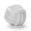 Soft white lambswool knotted decorative ball pillow for home sofa and bed decoration - Off White
