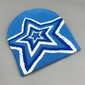 Blue knit beanie with star patterns, windproof winter thermal hat for men and women - One Size / Blue