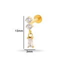 Classic gold titanium labret stud with dangling rectangular zircon and 13mm length - Triple Zircon Bar Style (7#) / Gold