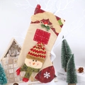 Calza di Natale con motivo pupazzo di neve 3D in tela di iuta per decorazioni festive - Pupazzo di Neve