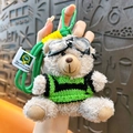 Cute plush teddy bear keychain featuring a green striped sweater and goggles decoration. - Bear - Green Sweater