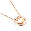 Minimalistische roségouden ketting met lachend gezicht en fonkelende kristallen - Roségoud (KN87779-K)