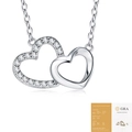 Collana in argento S925 con doppio cuore intrecciato, moissanite e certificato GRA - N16810 Doppio Cuore Pavé Con Certificato GRA