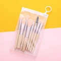 Portable 8-piece makeup brush set in beige with a transparent zipper storage bag - Ginkgo Yellow + PVC Bag