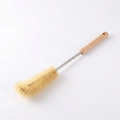 L-shaped wooden handle bottle brush with yellow bristles for deep cleaning cups - Medium Version