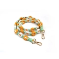 Handmade daisy cotton cord strap with orange and white floral patterns and gold lobster clasps - Orange White Light Green