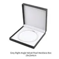 Grey velvet jewelry box for pearl necklaces with white interior lining, 19x19x4cm size - Square Corner Velvet/19x19x4cm / Gray