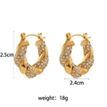 Vintage 18K vergoldete gedrehte Creolen mit Kristall-Mikro-Inlays, Größe 2,5 cm - Gespleißte Zirkon Glatte Twist Creolen - Gold Groß