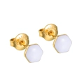 Boucles d'oreilles hexagonales en acier inoxydable doré avec émail lavande au style épuré - E932-Lavande Hexagone