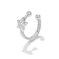 Silver star ear cuff with micro-pave zircons and twisted rope texture design - EGJ0145 Silver