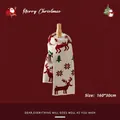 Sciarpa natalizia in maglia con renne rosse e alberi verdi su base crema, 160x30cm - Renna Beige Reversibile