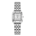Montre à quartz carrée argentée élégante avec chiffres romains et bracelet à maillons - Argenté