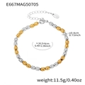 Bracciale bicolore in acciaio inossidabile con perle a botte oro e argento testurizzate - Bracciale di Perle Bicolore / 16.5+6cm / Oro e Argento