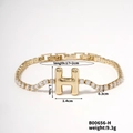 Gold plated bracelet with H letter pendant and sparkling cubic zirconia stones - Letter H