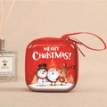 Red square Christmas coin purse featuring cartoon Santa and snowman with zipper closure - Square Christmas Reindeer