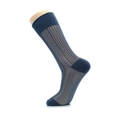 Men's thin navy blue business dress sock with rib texture and sheer nylon fabric - One Size / Dark Gray