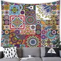 Detail of bohemian mandala tapestry hanging above a grey sofa in a modern living room - 150x100(Peach Skin) / Multicolor Style 15