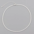 Detail of silver zircon necklace with sparkling crystals and adjustable lobster clasp - Clear Zirconia Silver-tone Tennis Chain (XL00030 Silver)