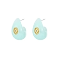 Pendientes de aro en esmalte azul claro con estrella brújula dorada y cristal - Dorado Verde