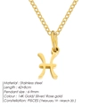 Dainty gold-plated stainless steel necklace featuring a Pisces constellation pendant - Pisces / Gold