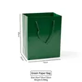 Dark green glossy watch gift bag with rope handles and premium finish 16x10x20cm - Paper Handbags / Green