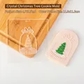 Acrylic Christmas tree cookie stamp for baking, featuring a detailed snowy tree design - Pattern 4.7x7.5cm/Frame 11.8x11.2cm
