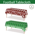 Two-pack disposable American football tablecloths featuring field and touchdown designs - Tablecloths Combined / Brown Tablecloth and Green Tablecloth