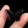 Hand polished natural black agate butterfly stone figurine for desk decoration - Obsidian