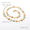 Detail of colorful daisy necklace in 18k gold plated stainless steel on white background - Colorful Flower Style A Necklace
