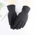Thermal fleece gloves in solid black finish for windproof winter protection and cycling - Kids 8-14 Years / Dark Gray