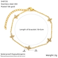 Detail of 18K gold plated stainless steel cross bracelet with size and weight info - Gold Minimalist Cross Style (SH872G)
