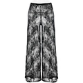 Detailansicht der Blumenstickerei und des transparenten Spitzenstoffs der schwarzen Hose - M / Standard / Schwarz