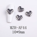 Detail of vintage silver heart nail charms with textured grid pattern on white background - Vintage Silver Diamond Grid Heart Style (AF44)
