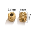 Golden stainless steel barrel bead for DIY jewelry making, 6mm diameter with 2.5mm inner hole - Barrel Texture / Gold