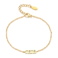 Gold stainless steel Mama letter bracelet with pink enamel beads for women - Mama - Pink Beads